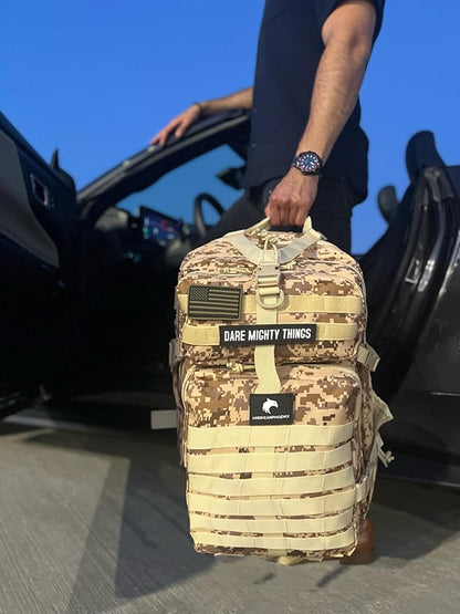 AMERICANPHOENIX 45L Elite Tactical Backpack | 3X Stronger Work & Military Backpack | Water Resistant and Heavy Duty | 3 Day MOLLE Bug Out Bag (Sand Storm)