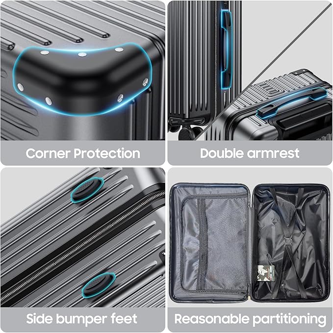 20 Inch carry on luggage airline approved Lightweight carry on luggage 22x14x9 airline approved with TSA lock 8 Double Spinner Wheels Hard Shell Luggage Suitcase with TSA Lock suitcases with wheels