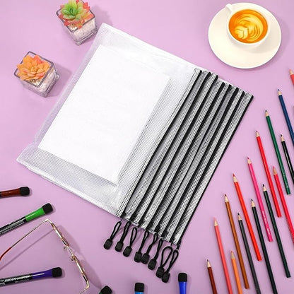 Jetec 32 Pcs Mesh Zipper Bags Toy Storage Bikini Organizer Bag Bolsas Para Guardar Trajes De Bano Waterproof Zipper Reusable Pouch Puzzle Multipurpose for Storage Office(Black,13 x 9.5 Inch)