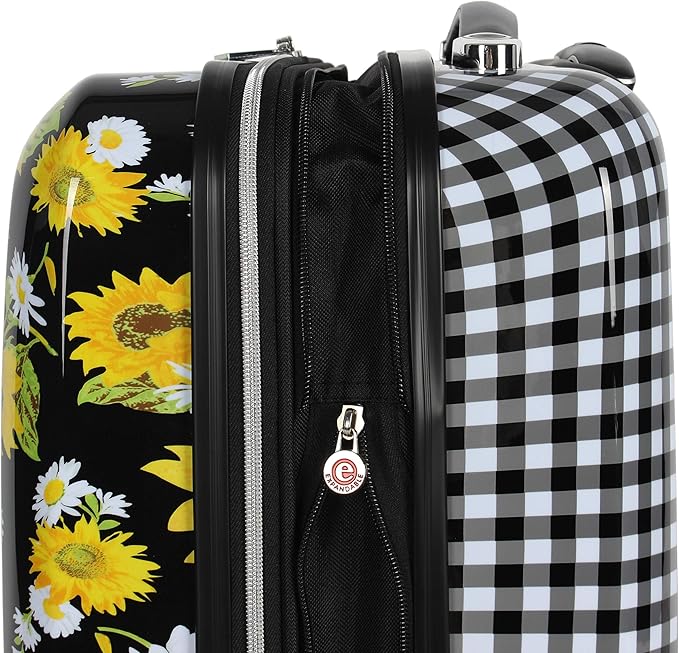 Betsey Johnson 30 Inch Checked Luggage Collection - Expandable Scratch Resistant (ABS + PC) Hardside Suitcase - Designer Lightweight Bag with 8-Rolling Spinner Wheels