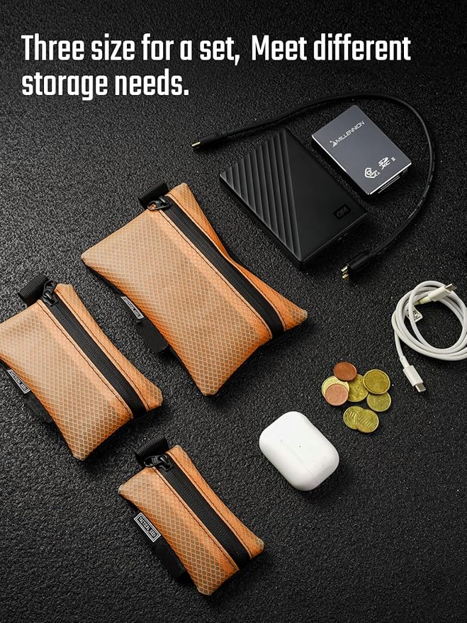 TACTICAL GEEK Storage A5 EDC Storage Pouch Set, Molle EDC Gadget Pouch, Multi-Functional Utility Small Tool Pocket for Daily Carry (Orange)
