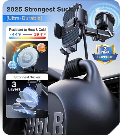 TORRAS 2025【Strongest Suction & Ultra-Durable】 Phone Holders for Your Car,【Patent & Safety Certs】 Car Phone Holder Mount Truck Stand for Dashboard Windshield Vent for iPhone 17 16 15 14 13, Navy Blue