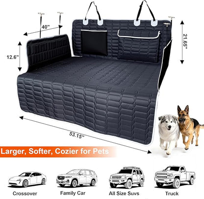 SUV Cargo Liner for Dogs, Waterproof Dog Trunk Cover with Bumper Flap Protector, Pet Cargo Mat for SUVs Sedans Vans, Non-Slip Scratchproof Dog Seat Cover, Large Size Universal Fit