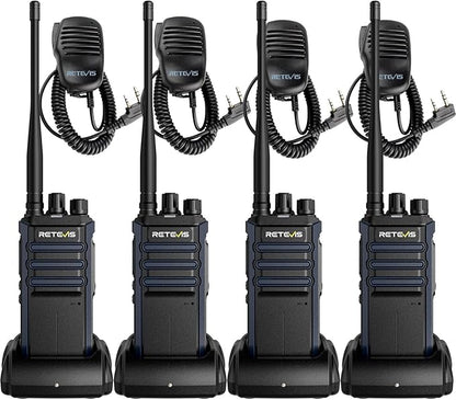 Retevis RT86A Walkie Talkies Long Range, Heavy Duty Two Way Radio with Mic, GMRS 2 Way Radio, Group Call, Easy Pairing, for Construction Industry(4 Pack)