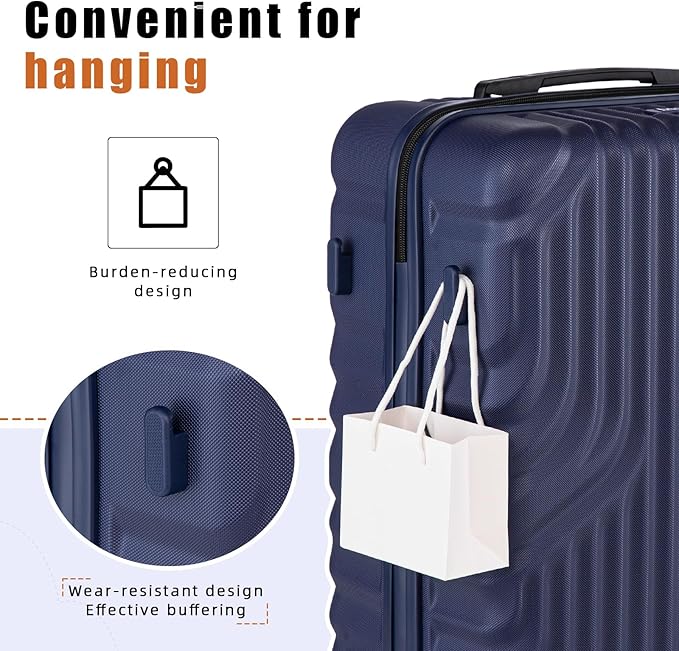 Luggage Sets Suitcase Sets 5 Piece Luggage Sets Suitcase with ABS Hard Shell Lightweight TSA Lock and Double Rotatable Detachable Wheels(Navy,20"/24"/28"/DB/TB)