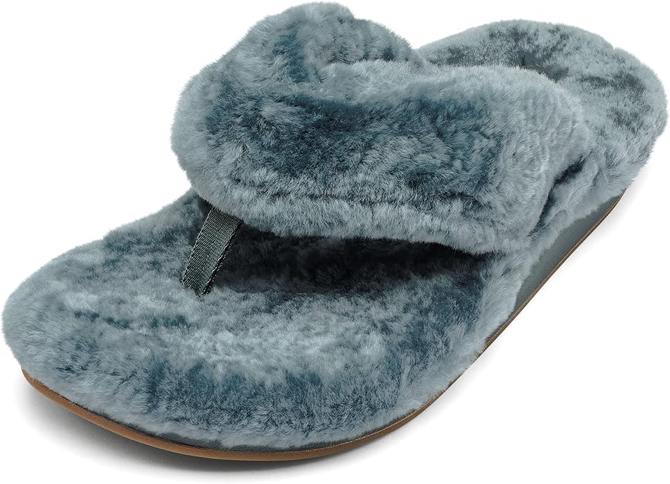 OLUKAI Kipe'a Heu Women's Sandal Slippers, Soft & Comfortable Shearling-Wrapped Straps, Durable Rubber Outsoles for All-Day Wear, Causal & Cute Everyday Style