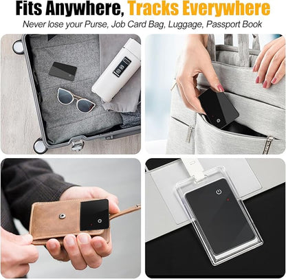 Wallet Tracker 2 Pack Rechargeable Item Tracker, 8-Month Battery Life Smart Track Card, Slim Wallet Finder Works with Apple Find My (iOS Only), Sound Alerts Item Finder for Luggage, Purse, Phone