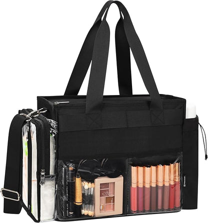 TANTO Travel Makeup Bag Extra Large Makeup Artist Set Bag Cosmetic Organizer Bag Nurse Tote Bags Hair Stylist Travelling Duffle Bag Pro Cosmetic Case with Adjustable Dividers for Makeup Beauty Lover