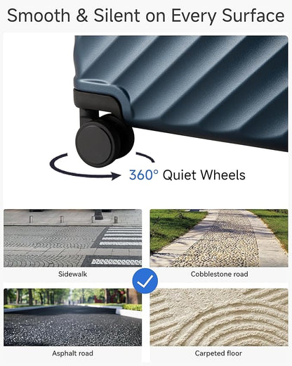 3 Piece Set Luggage with Spinner Wheels, KVC Polycarbonate Expandable Hard Shell Suitcase (EX-Core, Cherry, 3 Piece Sets)