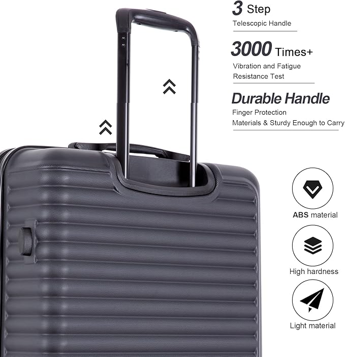 Travelhouse Luggage Sets, Expandable Hardside Suitcases 24in/28in, Carry on 20in,3 Piece Set Travel Luggages Clearance with Double Spinner Wheels TSA Lock Lightweight (Black-85)