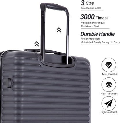 Travelhouse Luggage Sets, Expandable Hardside Suitcases 24in/28in, Carry on 20in,3 Piece Set Travel Luggages Clearance with Double Spinner Wheels TSA Lock Lightweight (Black-85)