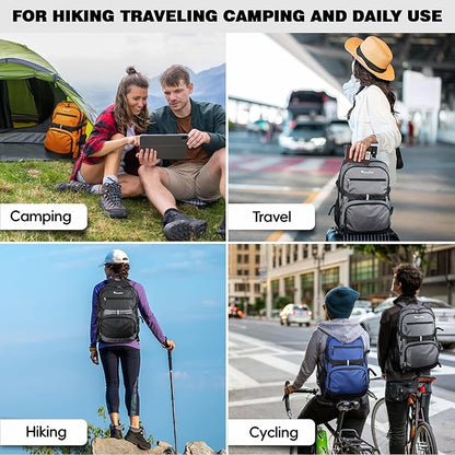 Seektop Lightweight Travel Backpack for Men Women, Multiple Pockets 40L Hiking Backpack Foldable Carry on Backpack for Outdoor Camping Sport Leisure (Black)