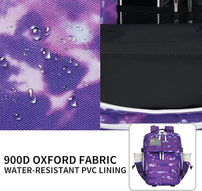 25L Tactical Backpack Military Tactical Backpack for Men and Women Small Assault Pack Outdoor Travel Hiking Camping Rucksack with Molle Webbing (Purple Camo)