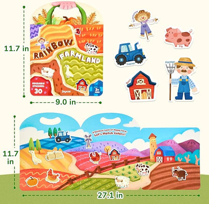 JoyCat Reusable Sticker Book - Jelly Animal Stickers for Toddlers, Kids Sticker Activity Book, Travel Toys for Road Trip, Car & Airplane, Educational Learning Gifts for Boys and Girls Ages 3-5 (Farm)