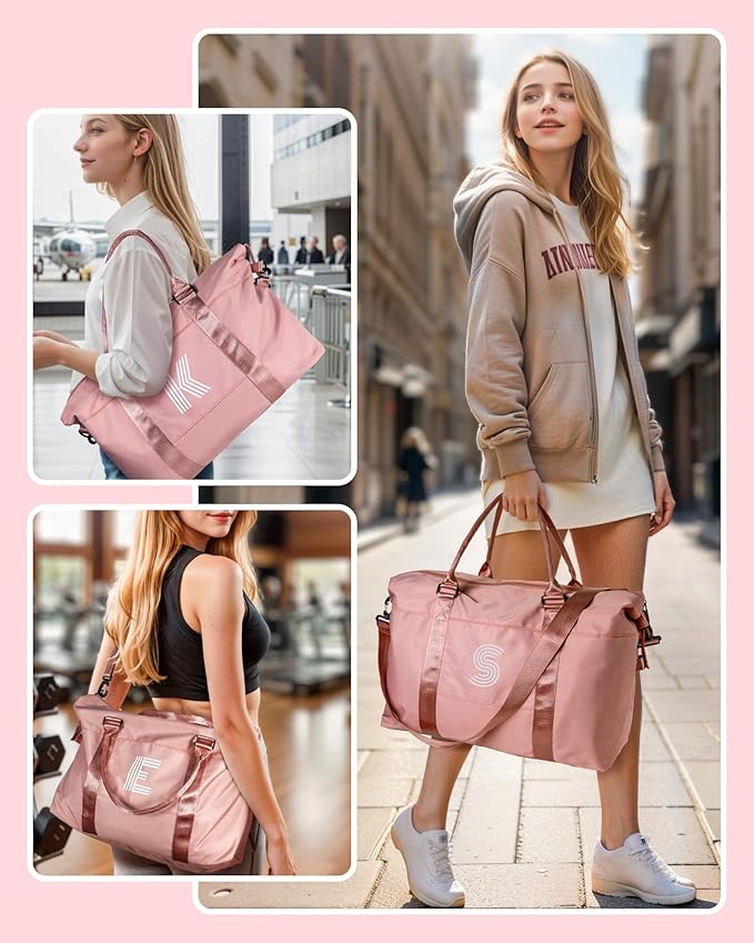 Teen Girl Gifts Trendy Stuff, Initial Travel Duffel Bag, Personalized Weekender Bag, Gym Bag, Monogram Overnight Bag, Niece Gifts Girly Girl Stuff Birthday Gifts for Girl (Letter Z)