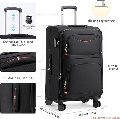 Softside Expandable Luggage with 4 Spinner Wheels, Durable Checked-Luggage Suitcase (Black, 31-Inch)