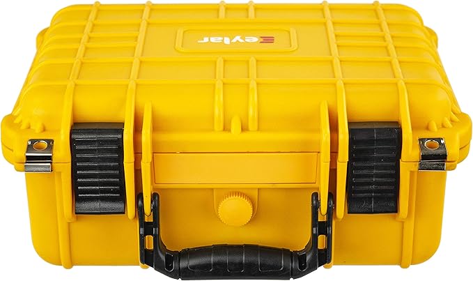 Eylar Protective Gear and Camera Hard Case with Custom Logo Plate, Waterproof & Shockproof w/Foam TSA Approved 13.37 Inch 11.62 Inch 6 Inch (Yellow)