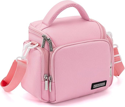 CADeN Compact Camera Shoulder Crossbody Bag Case Compatible for Nikon, Canon, Sony SLR/DSLR Mirrorless Cameras and Lenses Waterproof(1.0 S, Pink)