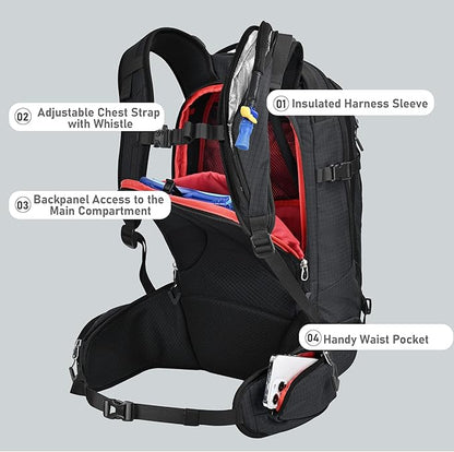 25L Ski Hydration Backpack with 2L Water Bladder, Insulated Harness, Waterproof Snowboard Travel Hiking Backpack for Snowboard Ski Hiking Camping