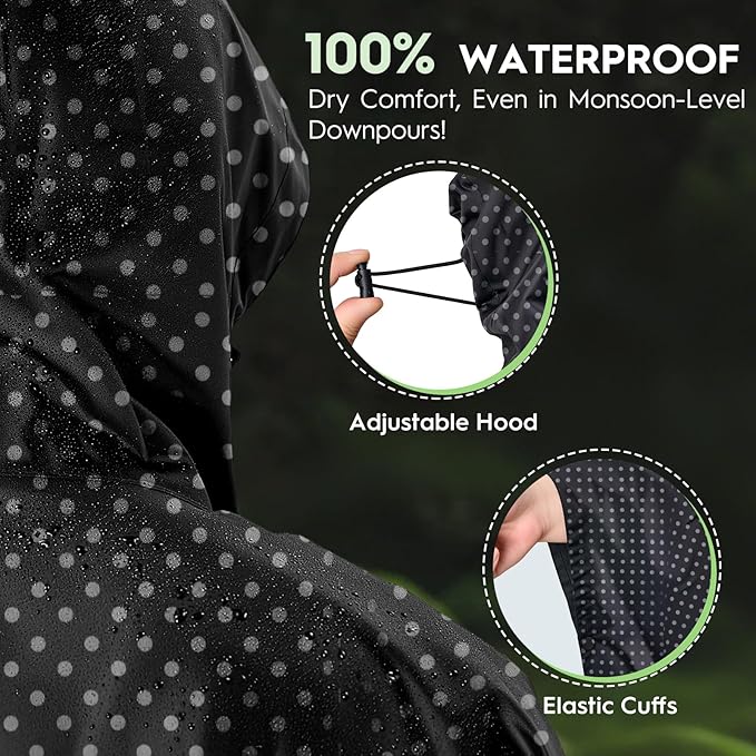 Bruvoalon 3-in-1 Rain Poncho with 1/4 Zip & Chest Pocket, Waterproof, Sunshade, Ground Mat for Adults & Youth Emergency