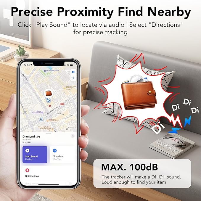 Air Tracker Tags-4 Pack White | Bluetooth Tracker Work with Apple Find My (iOS Only), Smart Tag with Protective Case/Keychain/Lanyard, Item Finder for Luggage/Key/Suitcase, Replaceable Battery