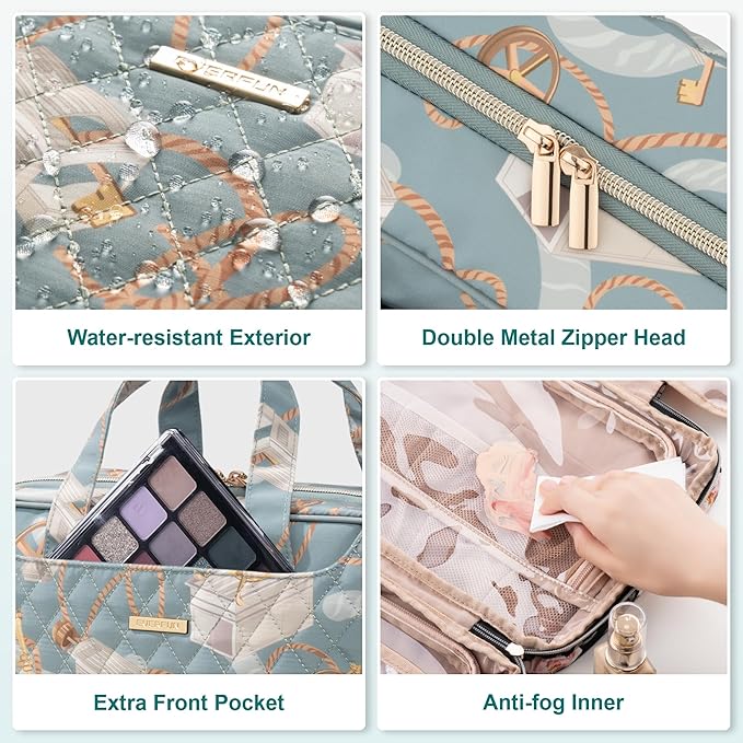 Everfun Hanging Travel Toiletry Bag Christmas Gifts for Women Traveling With Leakproof Compartment Makeup Cosmetic Organizer Dopp Kit Travel Accessories Essentials Must Have