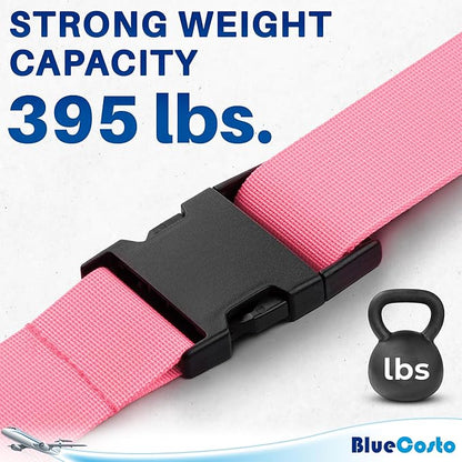 Luggage Straps for Suitcases - TSA Approved - Pink, 4 PK - Premium Nylon Belts for Suitcase, Briefcase & Travel Bag - Adjustable Strap Length 46" - 78"