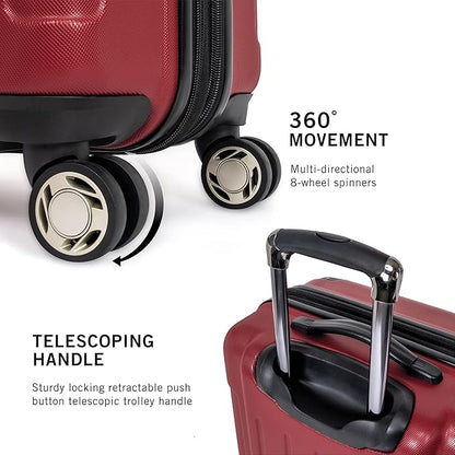 Kenneth Cole REACTION Renegade Luggage Expandable 8-Wheel Spinner Lightweight Hardside Suitcase, Scarlet Red, 24-Inch Checked