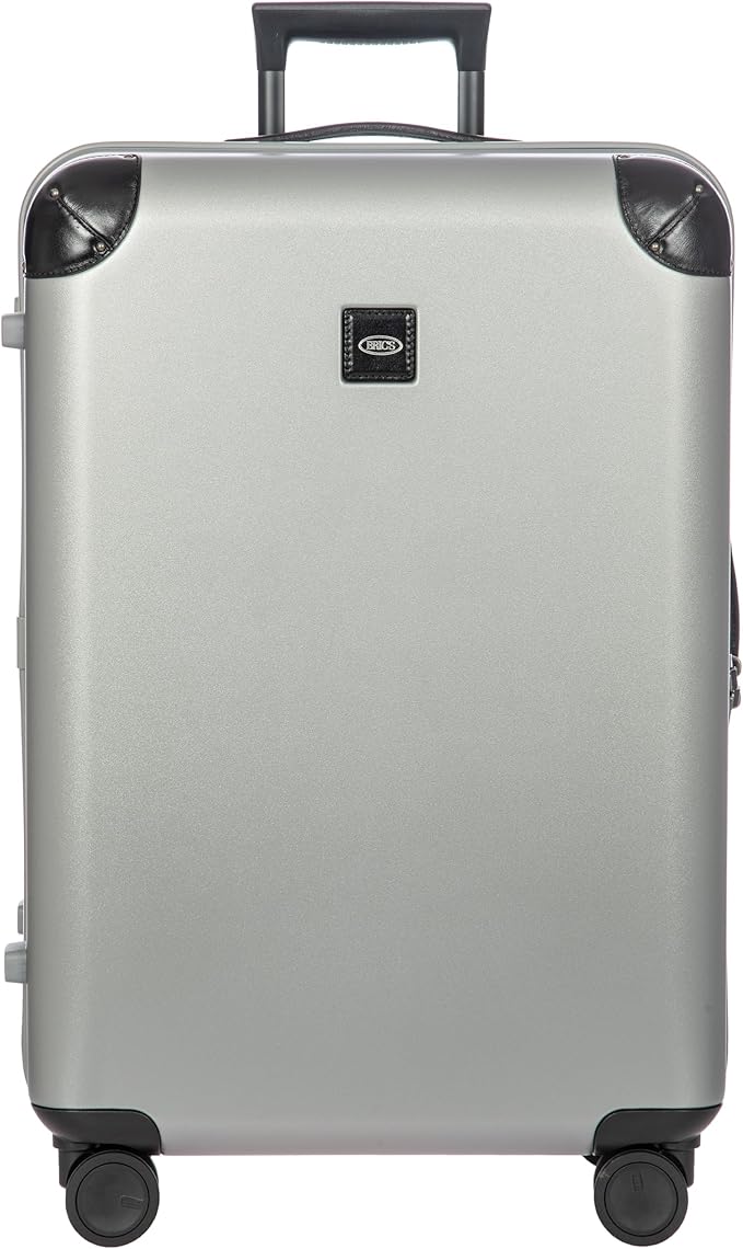 Bric's Amalfi Lightweight Hard Shell Suitcase – Expandable Checked Luggage with Water-Repellent Zip, Smooth 360° Wheels & TSA Lock - 27 Inch, Silver