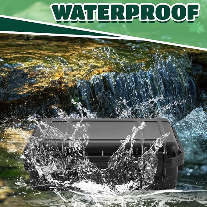 1 Pcs 11 x 9 x 6 Inch Waterproof Hard Case with DIY Customizable Foam Insert Portable Protective Case with Knife for Camera Drones Equipments Tools Test Instruments (Black)