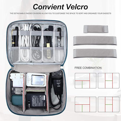 SELLYFELLY Electronic Bag Travel Cable Accessories Bag Waterproof Double Layer Electronics Organizer Portable Storage Case for Cable, Cord, Charger, Phone, Adapter, Power Bank, Kindle, Hard Drives
