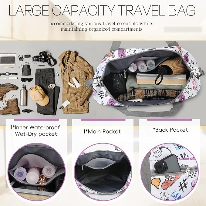 VOOWO Rolling Duffel Bag with Wheels - Foldable Expandable Duffle Bag with Wheels for Travel, Rolling Luggage Bag Carry On Bag with Wheel, Large Rolling Backpack Weekend Bag for Men Women (White)