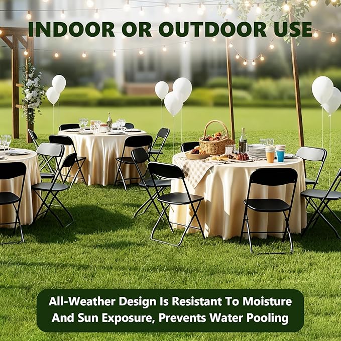 Folding Chairs 2 Pack, Outdoor Portable Foldable Chair with Steel Frame, 350lbs Capacity Heavy Duty Metal Black Plastic Folding Chairs for Patio, Picnic, Kitchen, Dining