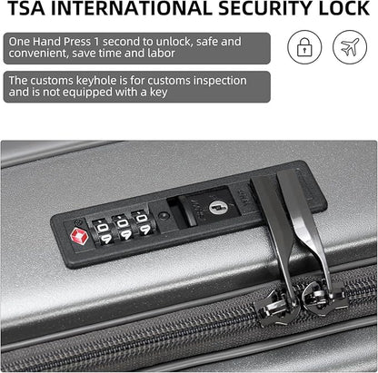 Premium Carry On Luggage, 20Inch&29 Inch Top Opening Airline Approved ABS+PC Hard Shell Suitcases with Silent Wheels, TSA Lock,Front Pocket and Wet-dry Separated Six-piece Set