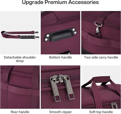 MILADA Expandable Luggage Bags for Travel Foldable Suitcase with Wheels Collapsible Rolling Travel Duffle Bag Lightweight Large Suitcases without Telescoping Handle, Purple