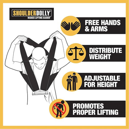 Shoulder Dolly Moving Straps - Lifting Strap for 2 Movers - Move, Lift, Carry, And Secure Furniture, Appliances, Heavy, Bulky Objects Safely, Efficiently, More Easily Like The Pros - LD1000