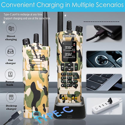 BAOFENG DM32 DMR 10W Long Range Walkie Talkie | Dual Band VHF/UHF | GPS & USB-C Rechargeable | Two Way Radio for Outdoor Hunting Emergency