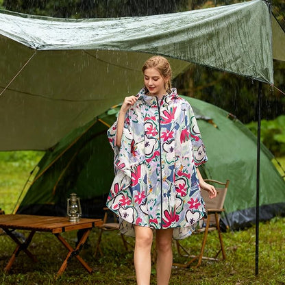 Hooded Rain Ponchos for Adult - Rain Coat and Rain Jacket with Waterproof Pocket and Zipper