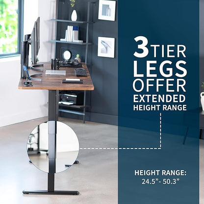VIVO Electric 83 x 30 in Dual Motor Sit Stand Desk, Memory Height Adjustment, 2B Series, Rustic Vintage Brown Top Black Frame, DESK-KIT-2B8N