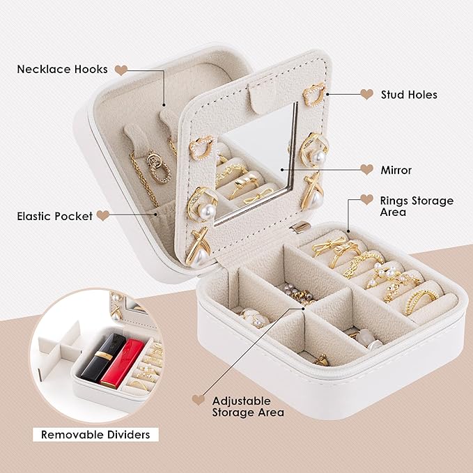 Birthday Gifts For Women, Initial Jewelry Box, Travel Jewelry Case, Gifts for Wife Girlfriend, Small Travel Jewelry Organizer, Gift for Girls, Graduation Gifts for Her, Bridesmaid Gifts