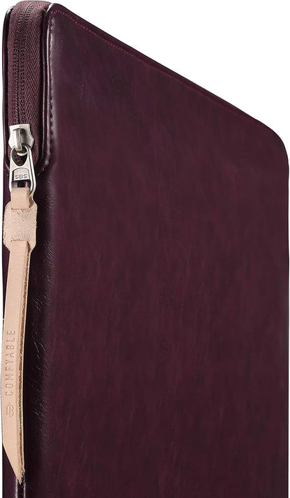 Comfyable Leather Laptop Sleeve Compatible with 16 Inch MacBook Pro M4 2024 & 15 Inch MacBook Air M4 M3 M2 2025, Berry Brown