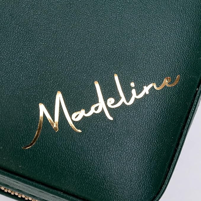 Angelina's Palace Personalized Jewelry Case with Name Engraved,Custom Leather Travel Jewelry Organizer Box for Rings,Earrings,Necklaces,Birthday Bridesmaid Gift For Women