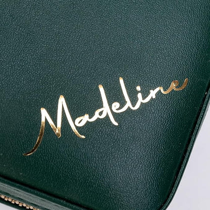 Angelina's Palace Personalized Jewelry Case with Name Engraved,Custom Leather Travel Jewelry Organizer Box for Rings,Earrings,Necklaces,Birthday Bridesmaid Gift For Women