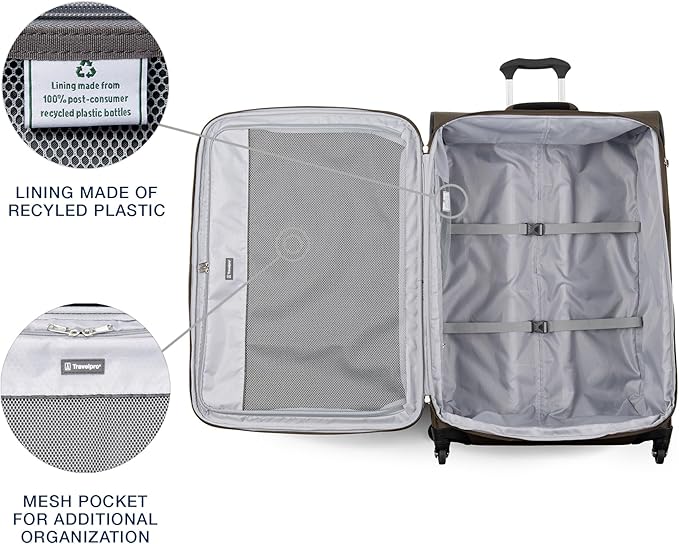 Travelpro Maxlite 5 Softside Expandable Luggage with 4 Spinner Wheels, Lightweight Suitcase, Men and Women, Mocha, Checked-Large 29-Inch