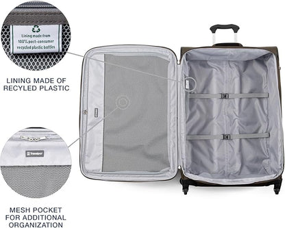 Travelpro Maxlite 5 Softside Expandable Luggage with 4 Spinner Wheels, Lightweight Suitcase, Men and Women, Mocha, Checked-Large 29-Inch