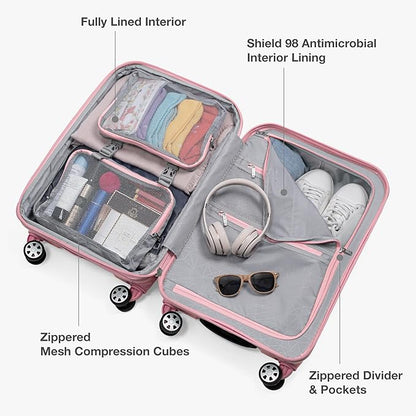 Traveler's Choice Pagosa Indestructible Hardshell Expandable Spinner Luggage, Pink, 22-Inch Carry-on