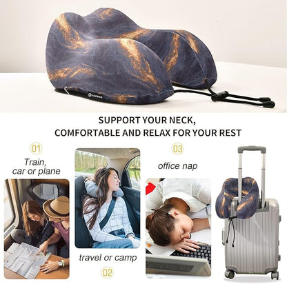 ALAZA Galaxy Travel Neck Pillow Memory Foam Neck Pillow with Storage Bag,Soft Travel Pillow for Sleeping Travel Airplane Car Office Home