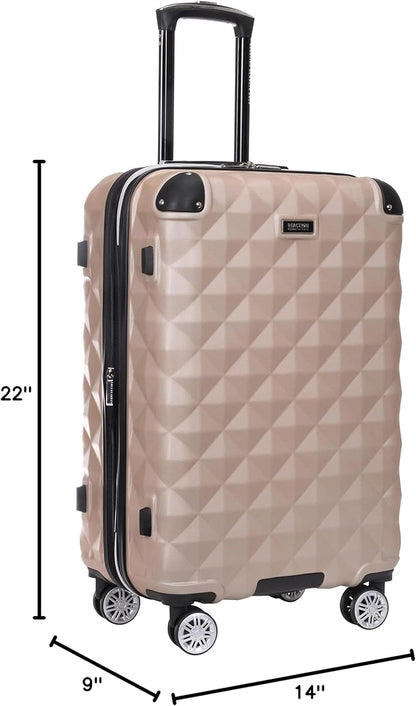 Kenneth Cole REACTION Diamond Tower Collection Lightweight Hardside Expandable 8-Wheel Spinner Travel Luggage, Rose Champagne, 24-Inch Checked