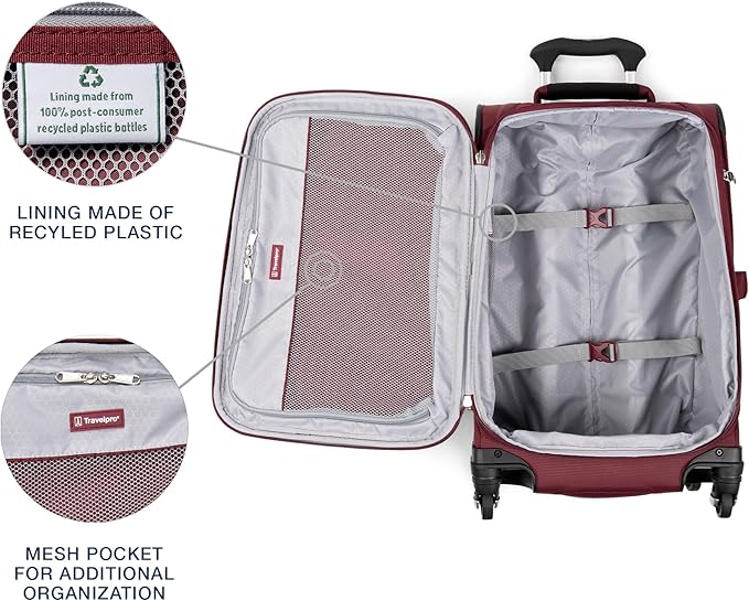 Travelpro Maxlite 5 Softside Expandable Luggage with 4 Spinner Wheels, Lightweight Suitcase, Men and Women, International, Burgundy, Carry-on 21-Inch