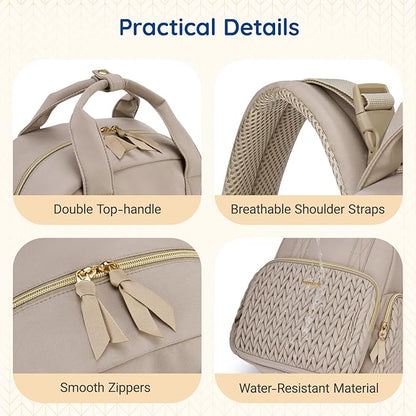 mommore Diaper Bag Backpack Small Diaper Backpack Mini Travel Baby Bag Quilted Diaper Bag with Insulated Pockets, Stroller Straps